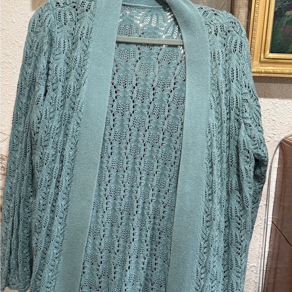 Elegant Teal Open-Front Sweater